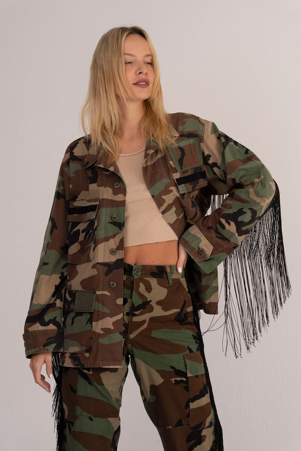 Riley Fringe Camo Field Jacket