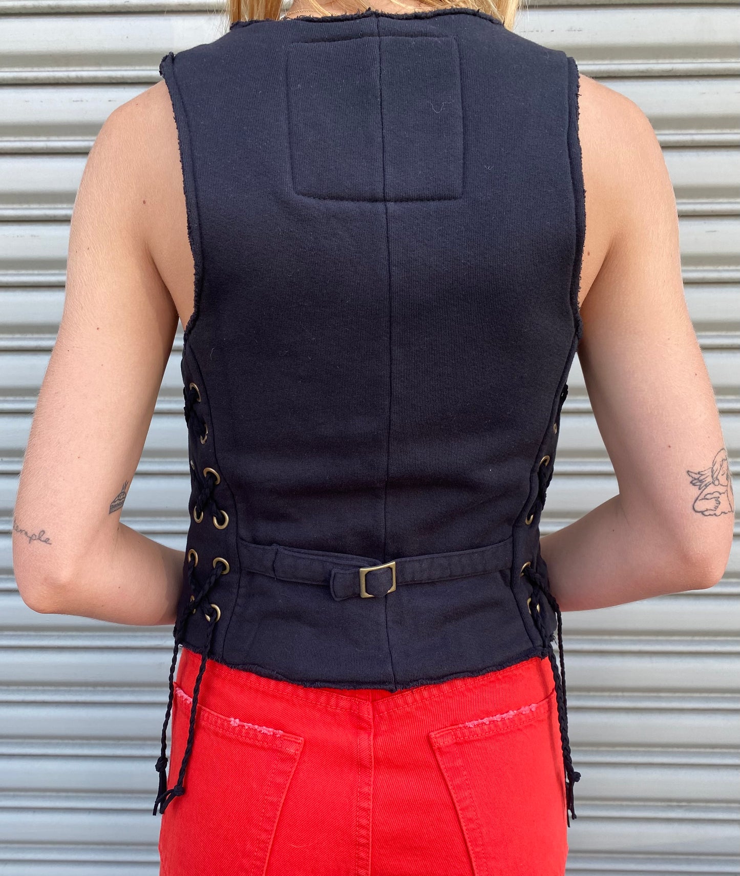 Lace-Up Sweat Shirt Vest