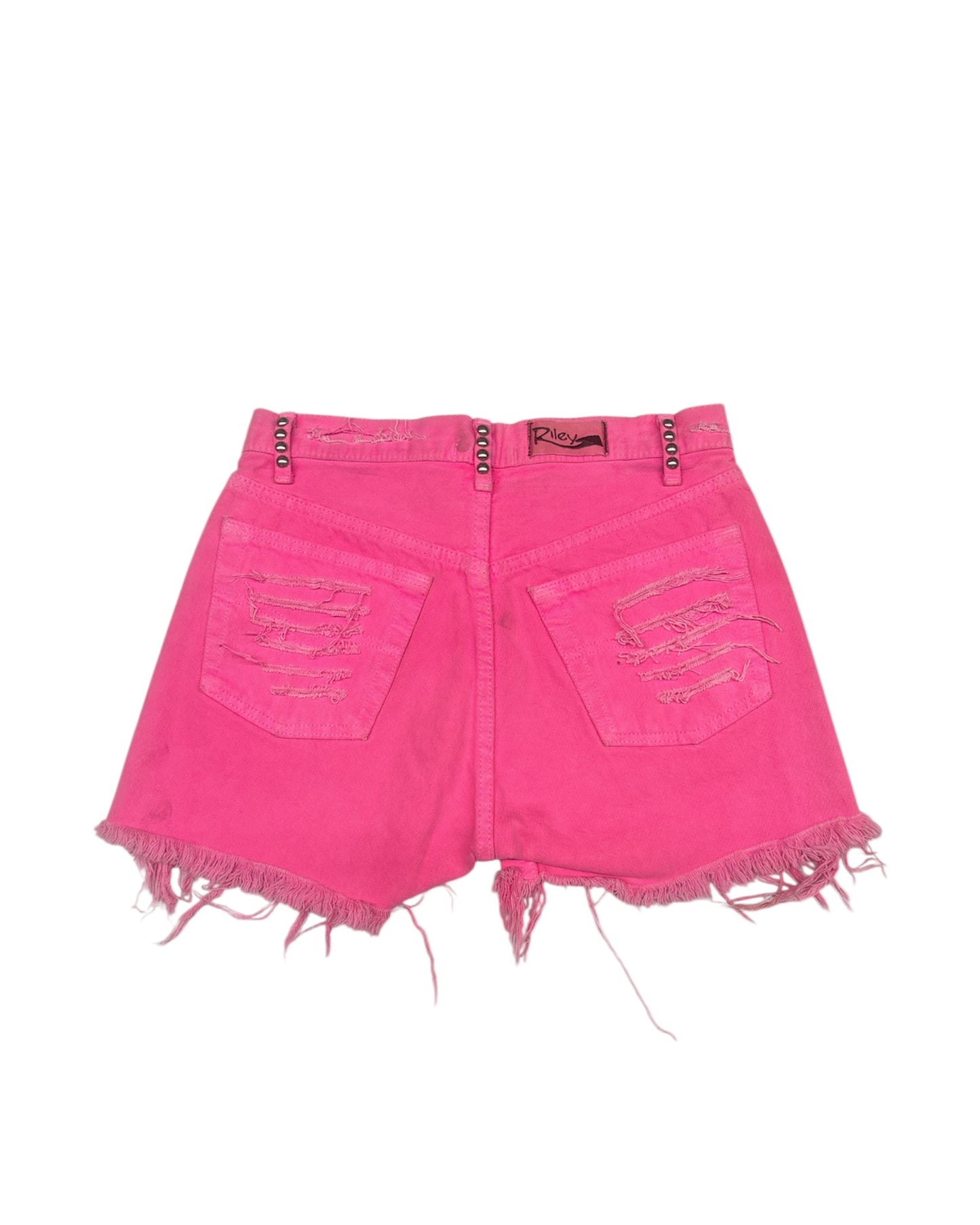 Hot Pink Studded & Distressed Short