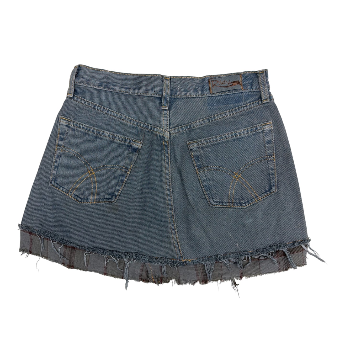 Denim Skirt with Flannel Trim