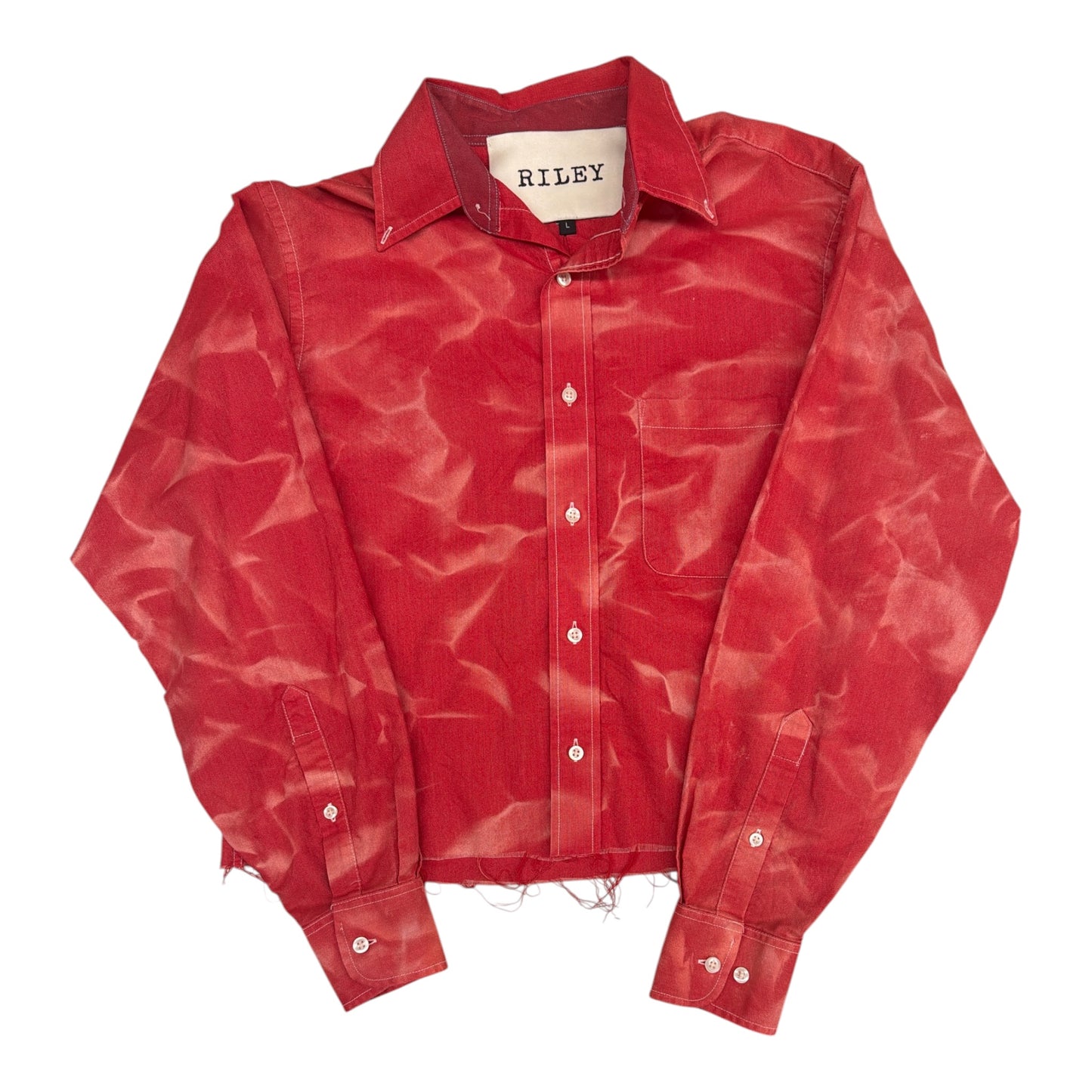 Red Swirl Cropped Dress Shirt