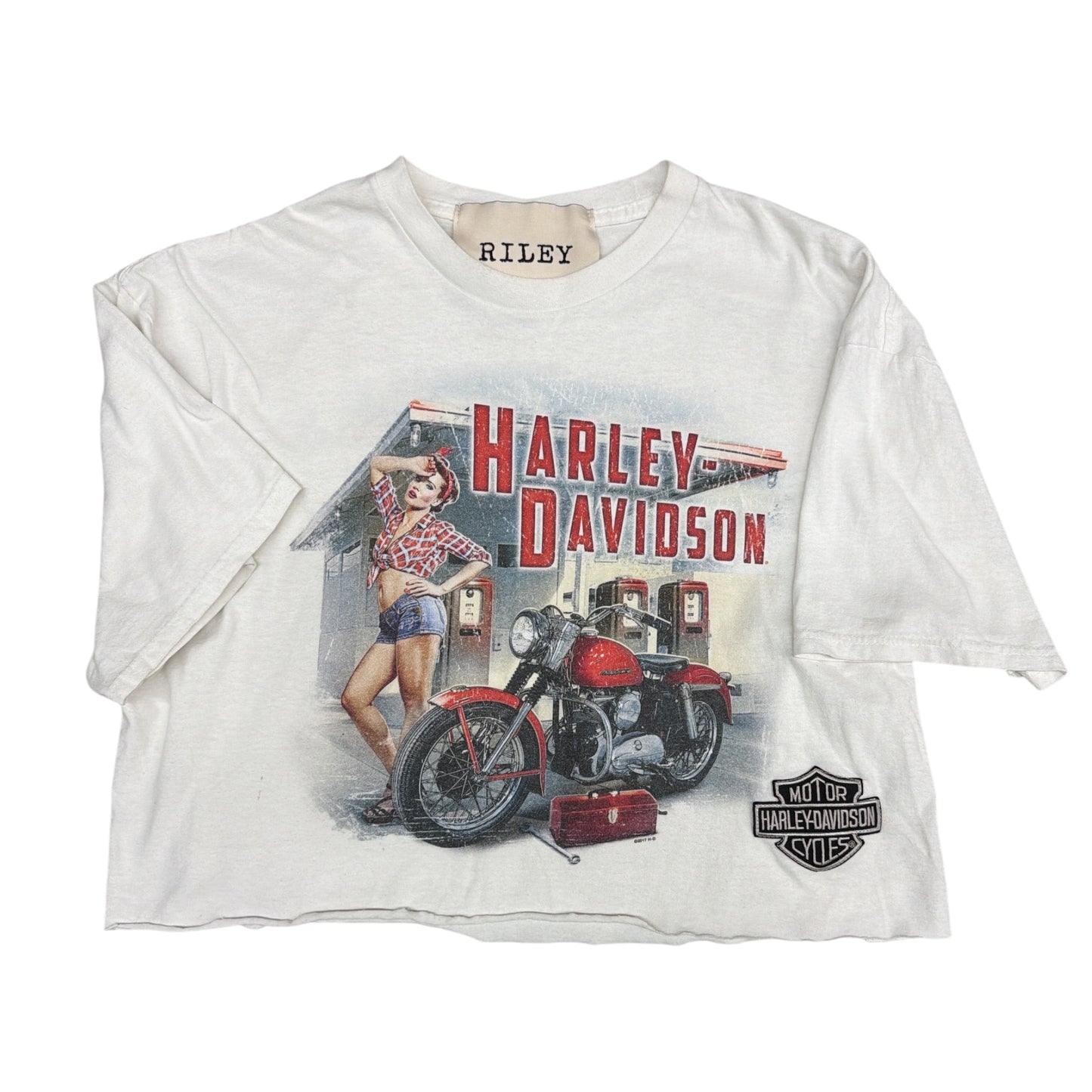 Harley Davidson Cropped and Patched T-Shirt