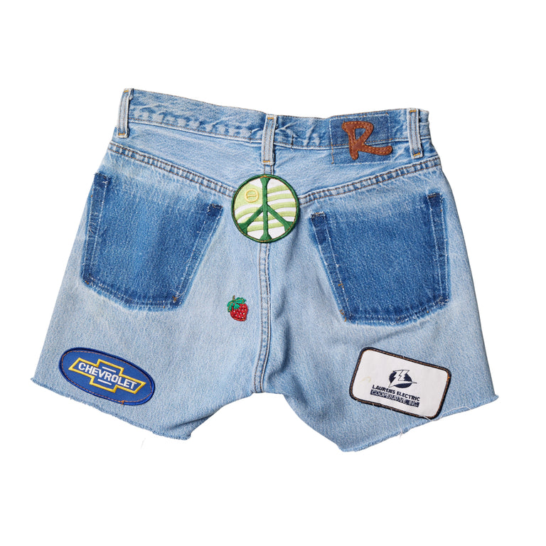 All Patched Up Denim Cut Off Shorts