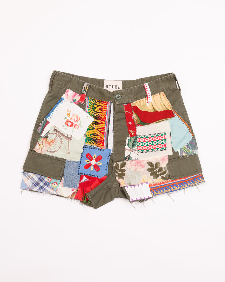 Olive Totally Patched Up Shorts