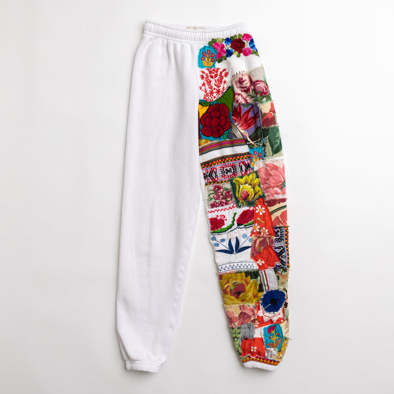 White Totally Patched Up Sweatpant