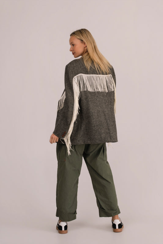 Riley Vintage Fringe Tweed Blazer