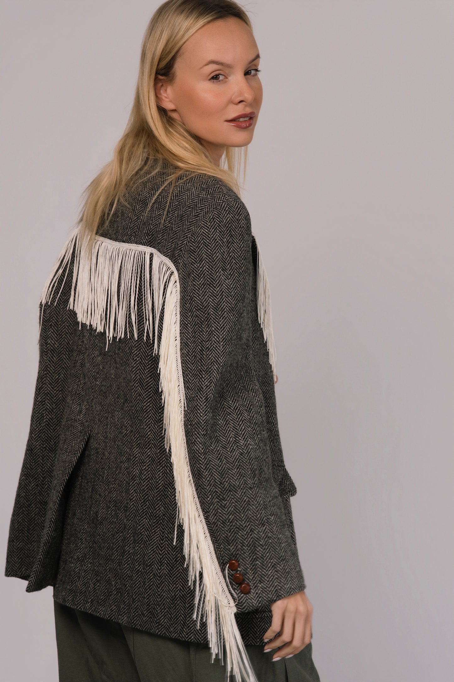 Riley Vintage Fringe Tweed Blazer