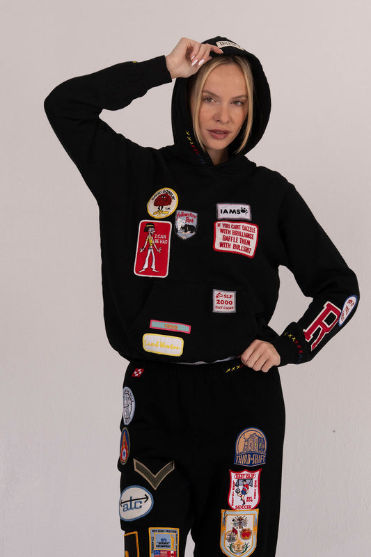 All Over Patched Hoodie