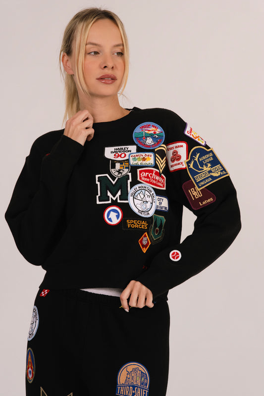 All Over Patched Crewneck