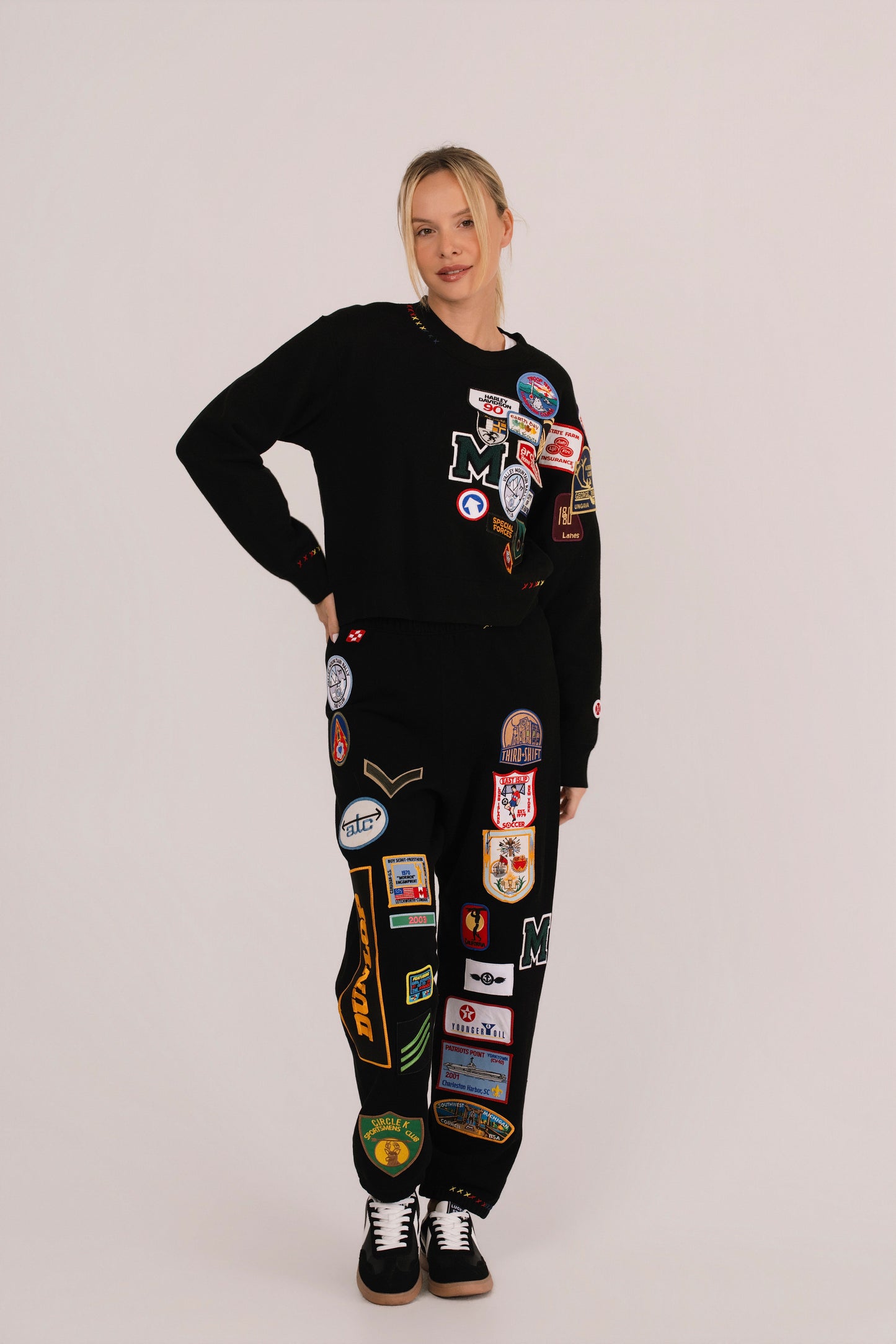 All Over Patched Crewneck