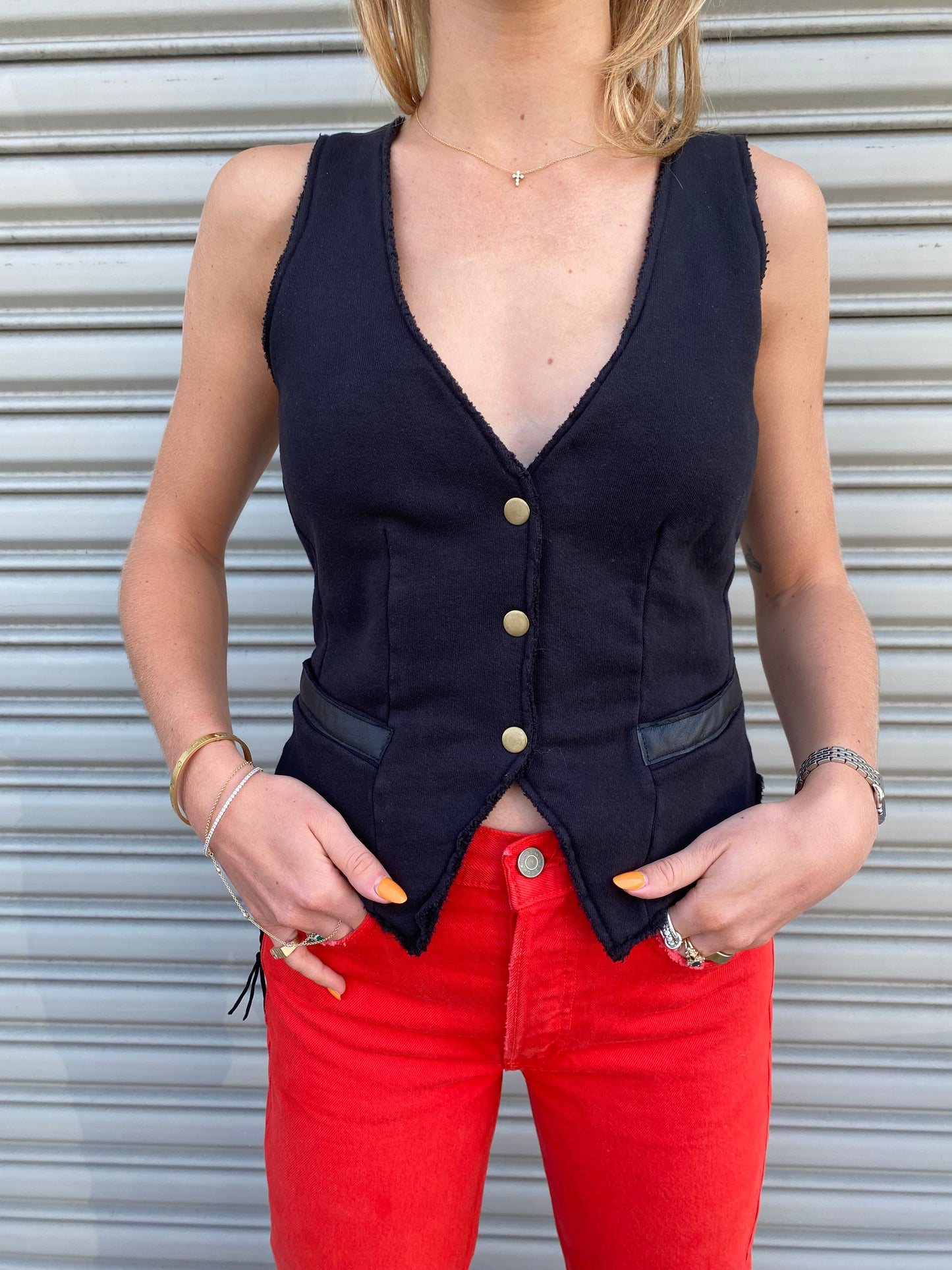 Lace-Up Sweat Shirt Vest