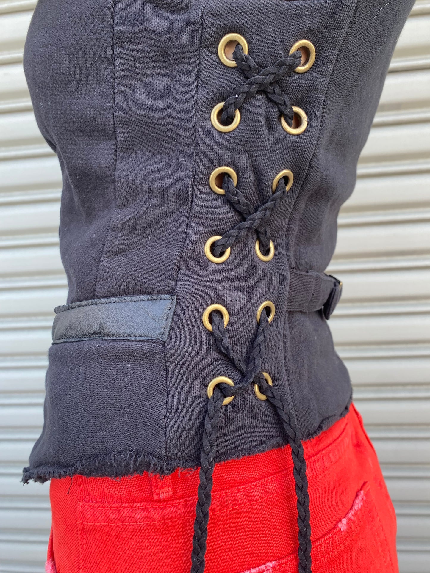 Lace-Up Sweat Shirt Vest