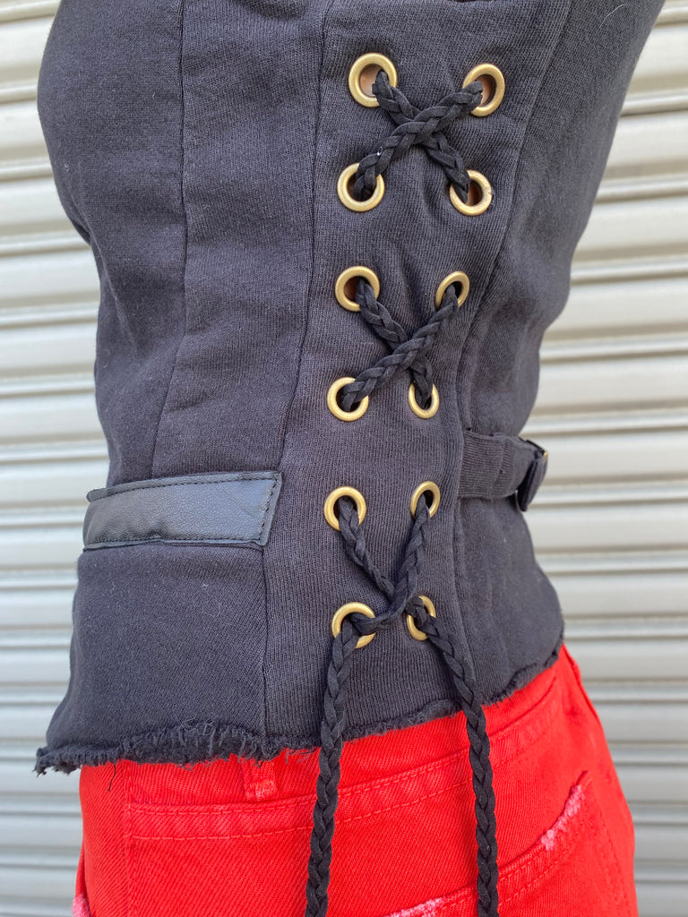 Lace-Up Sweatshirt Vest