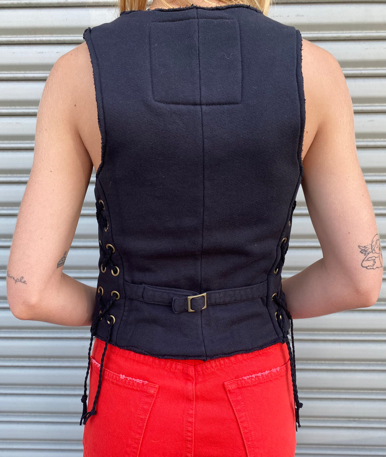 Lace-Up Sweatshirt Vest
