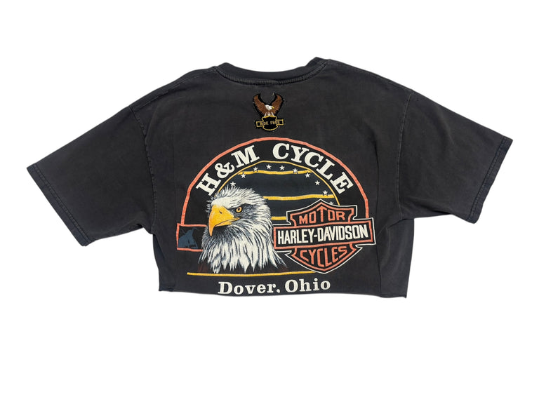 Vintage Harley Davidson Tee Cropped/Patched "Milwaukee Sound Machine"