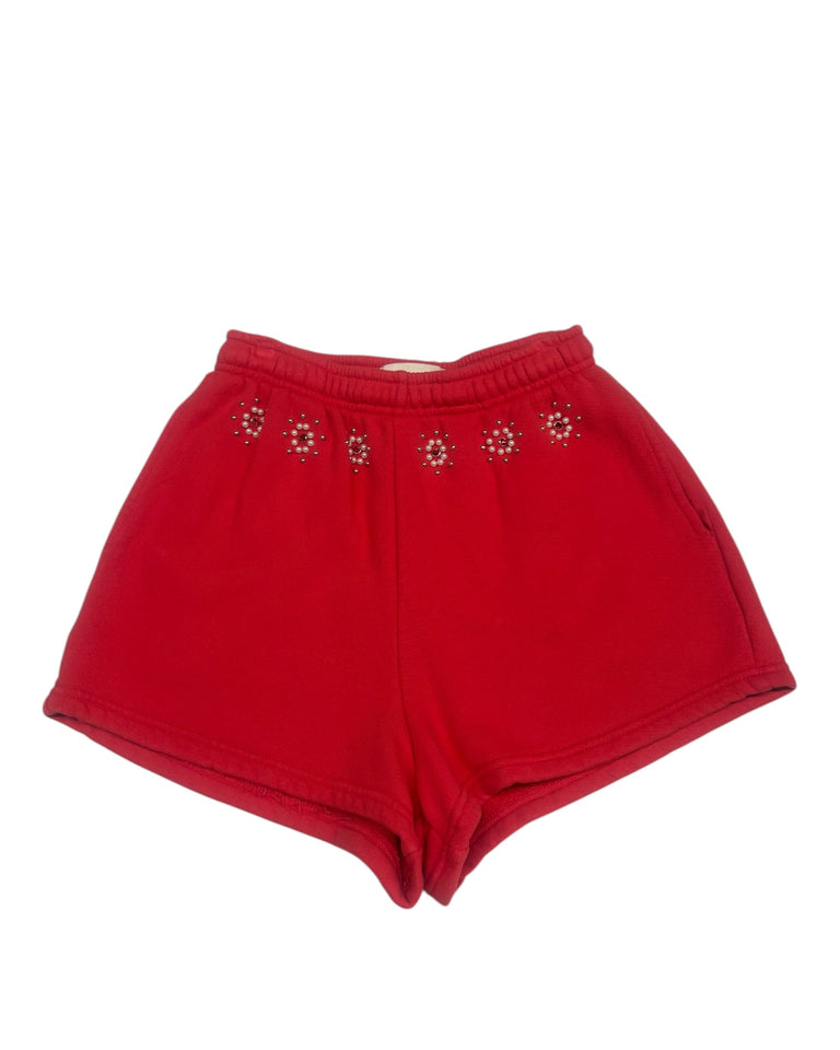Red Bedazzled Sweatshort