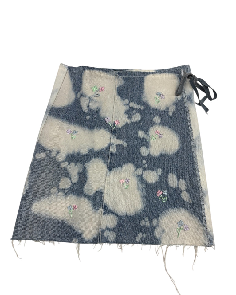 Floral Party Denim Wrap Skirt