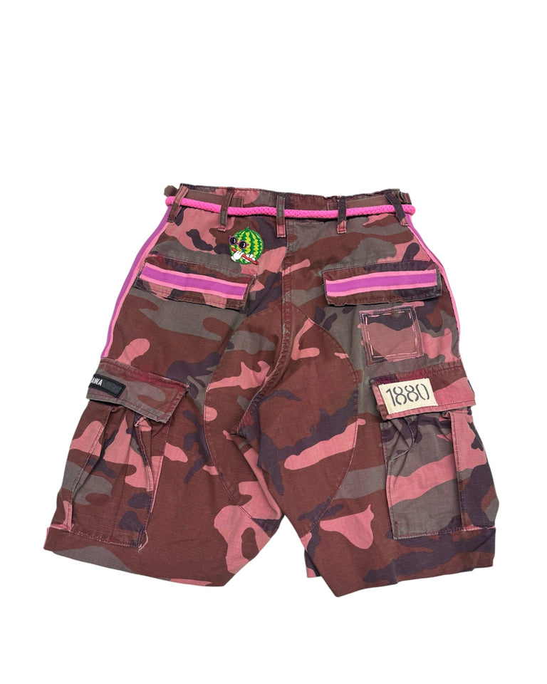 Hot Pink Camo Patched Up Walking Short