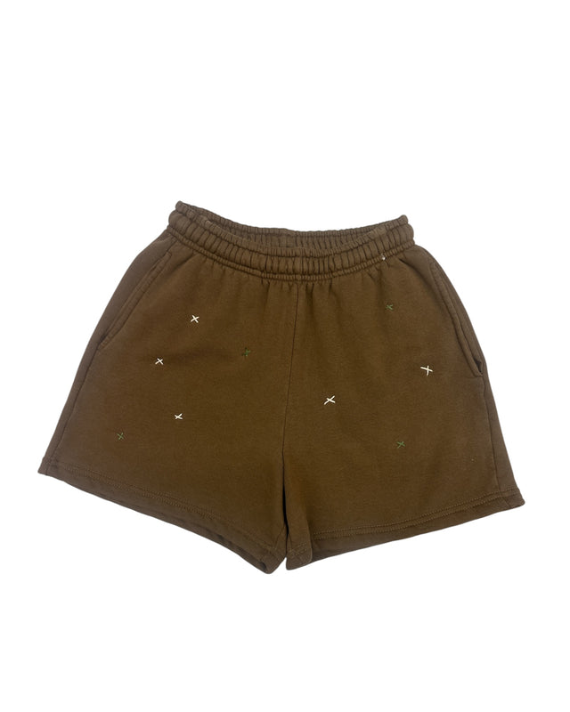 Chocolate "X" Stitched Sweatshort