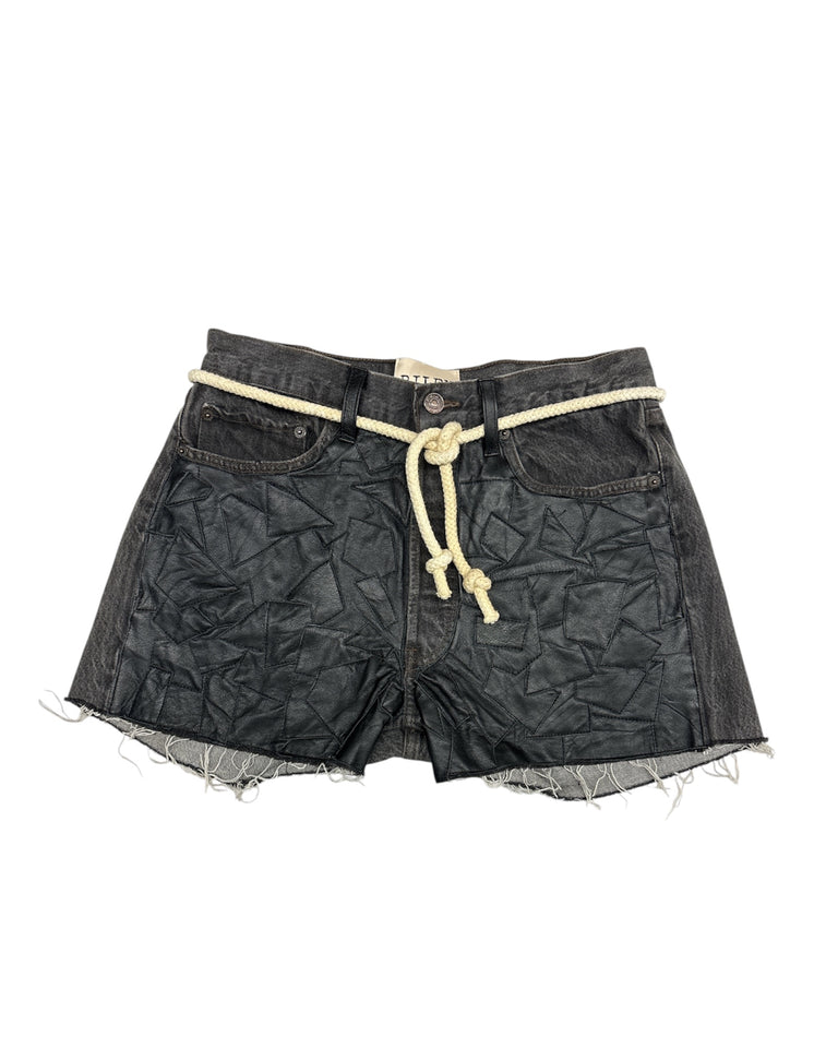 Leather Piecey Cut-Off Short