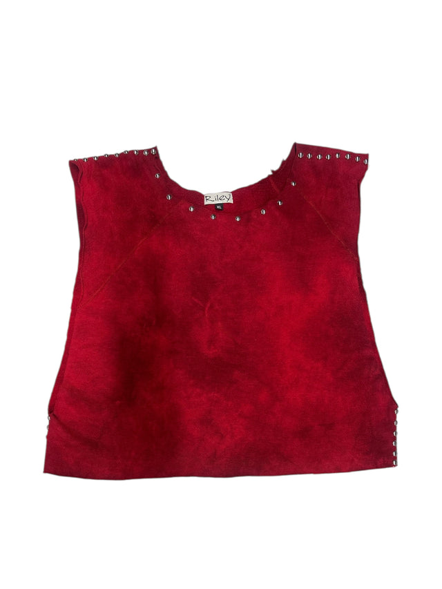 Washed & Studded Cropped Vintage Sleeveless Sweatshirt