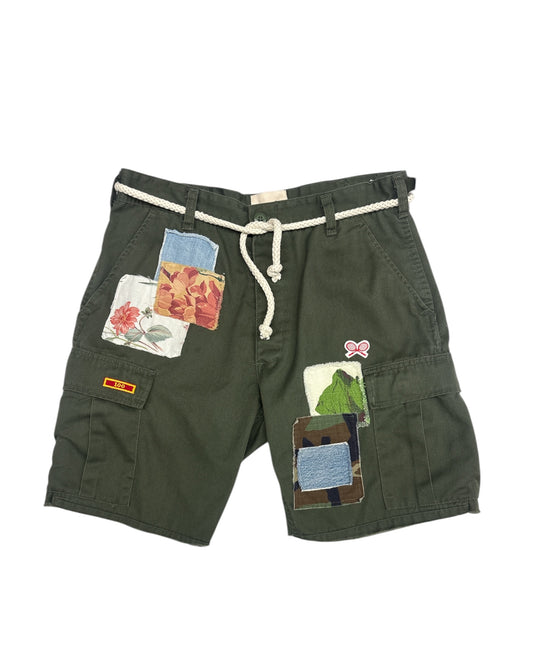 Flower Child Olive Cargo Shorts