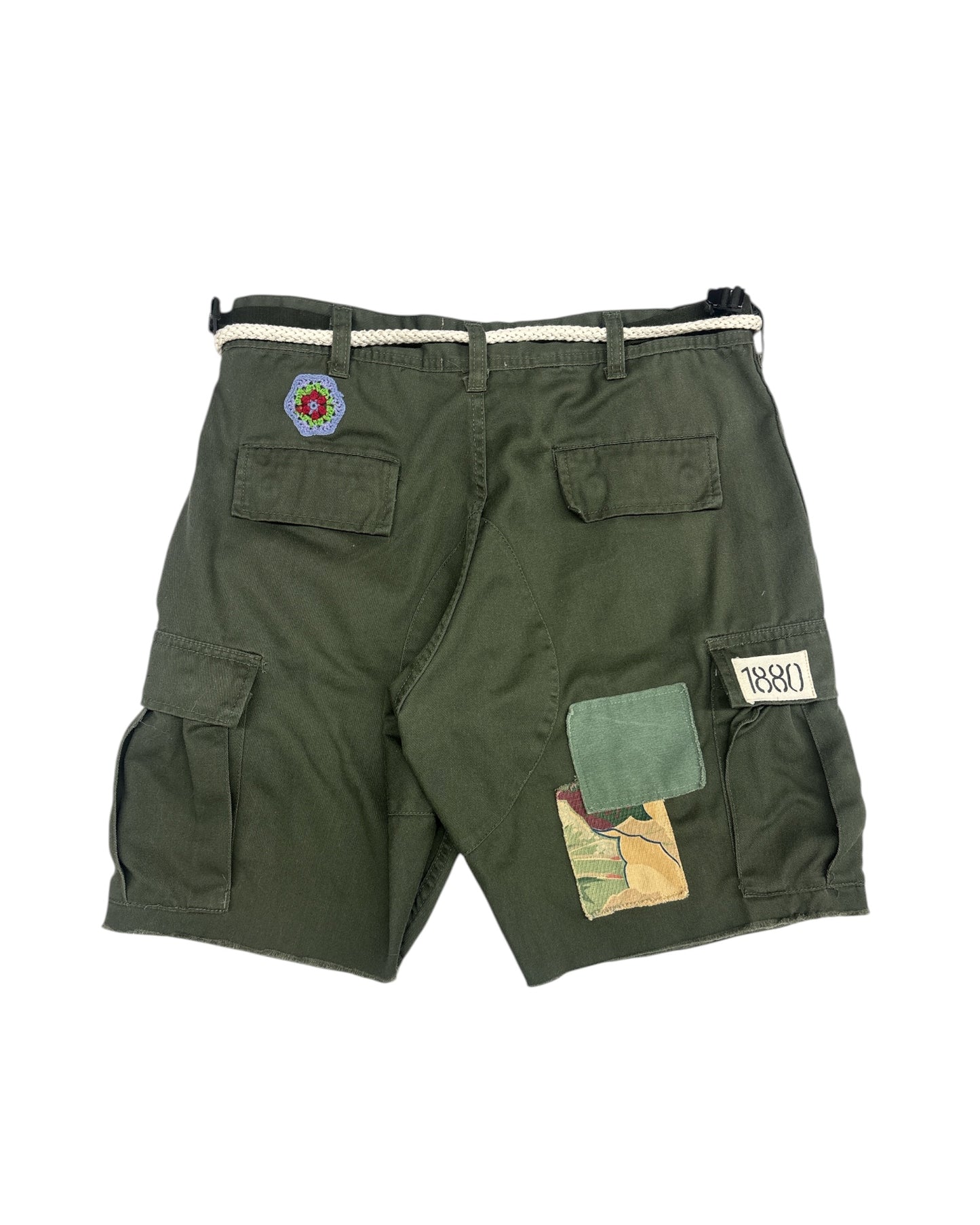 Flower Child Olive Cargo Shorts