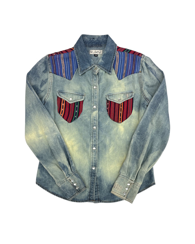 Tribal Western Shirt with Pearl Snap Buttons