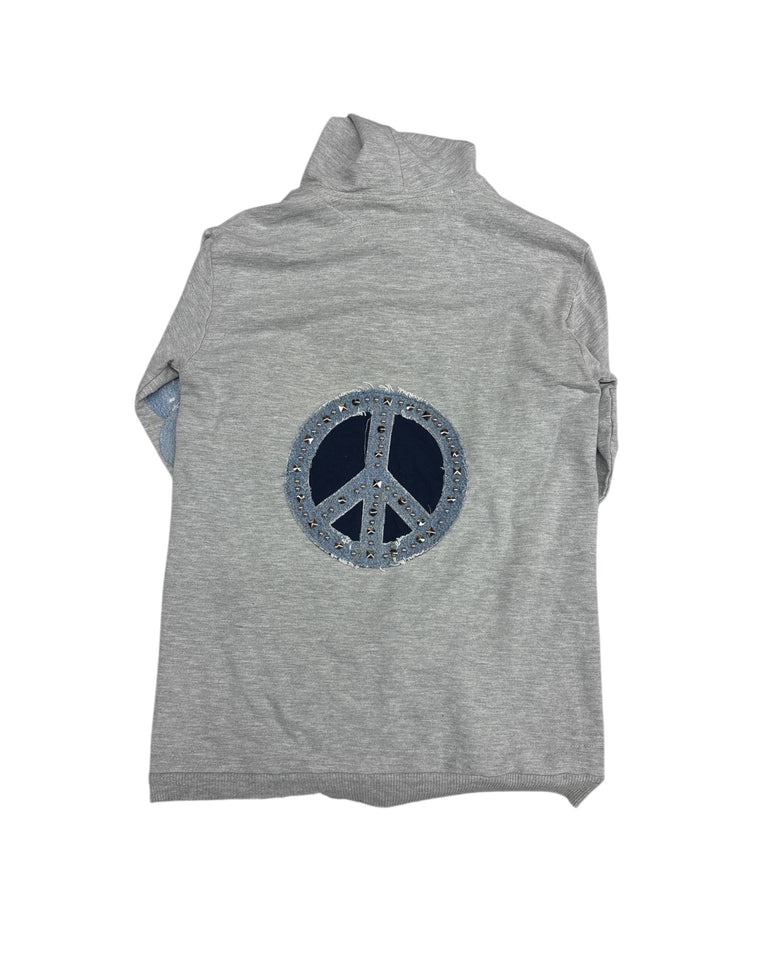 Heather Grey Peace Zip Up Hoodie