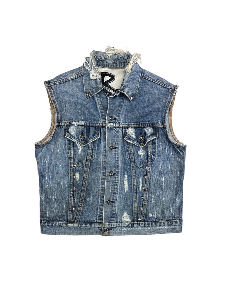 Vintage Studded Denim Vest