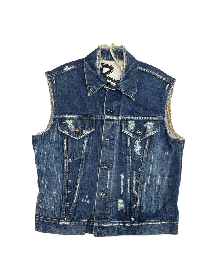 Dark Wash Studded Denim Vest