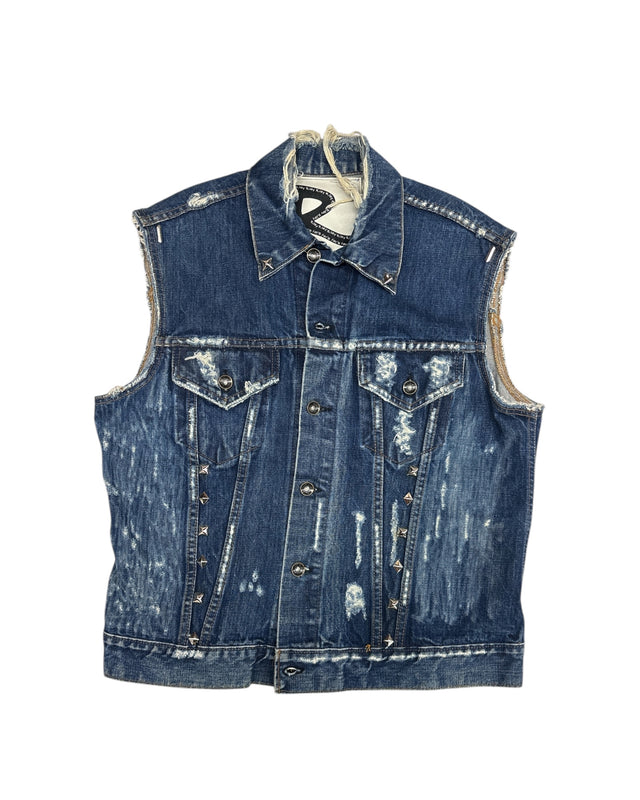 Dark Wash Studded Denim Vest
