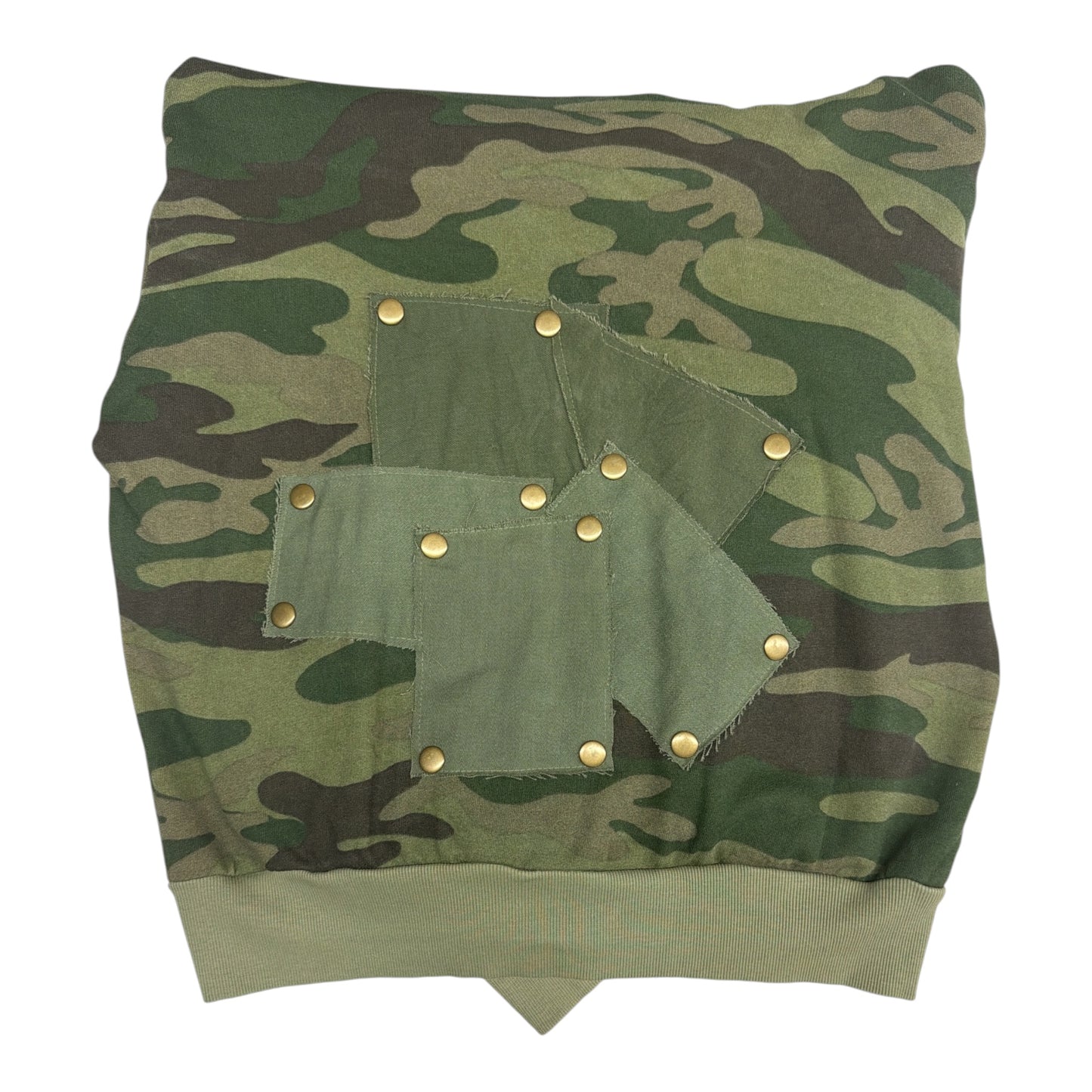 Camo Hoodie with Patchwork + Studs