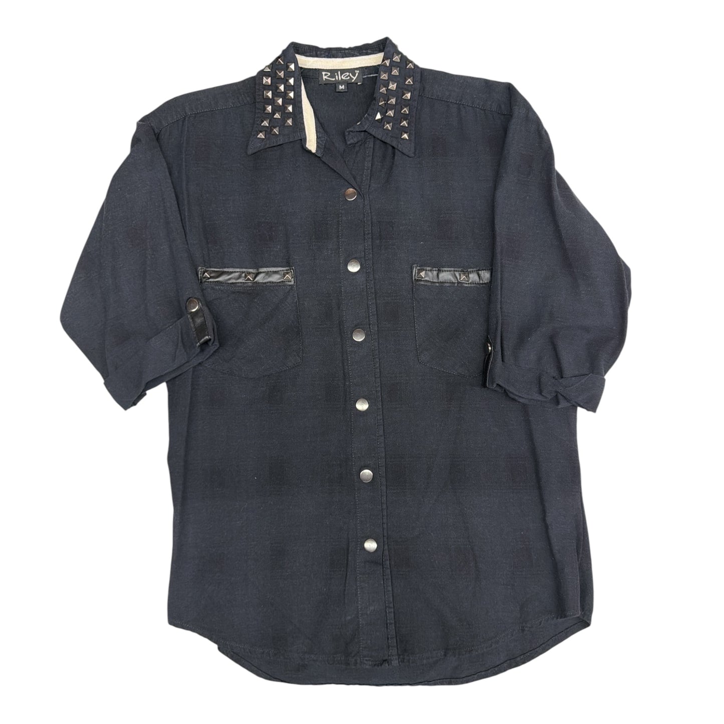 Charcoal Flannel Studded Shirt