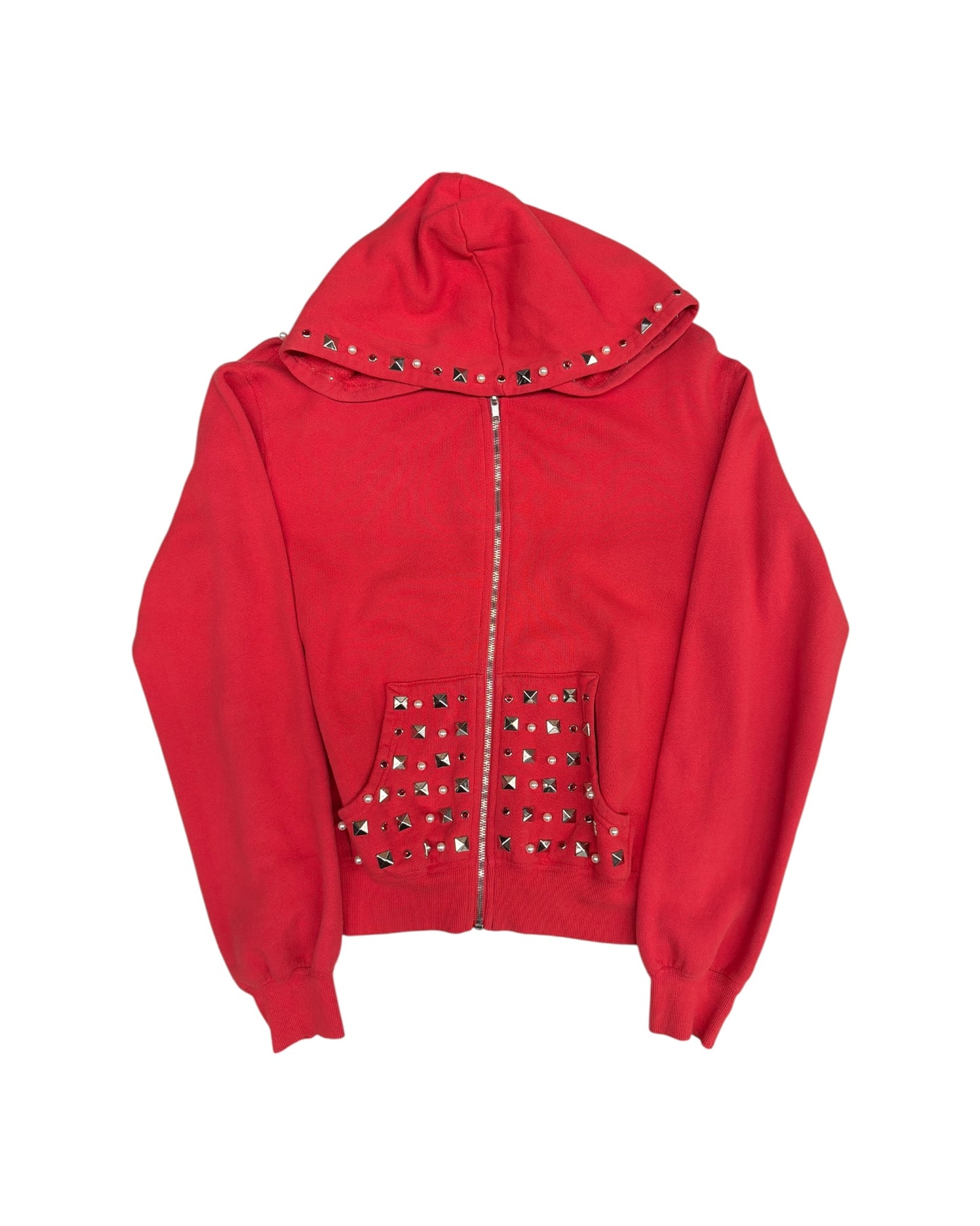 Stud,Pearl,Stone Zip Up Hoodie
