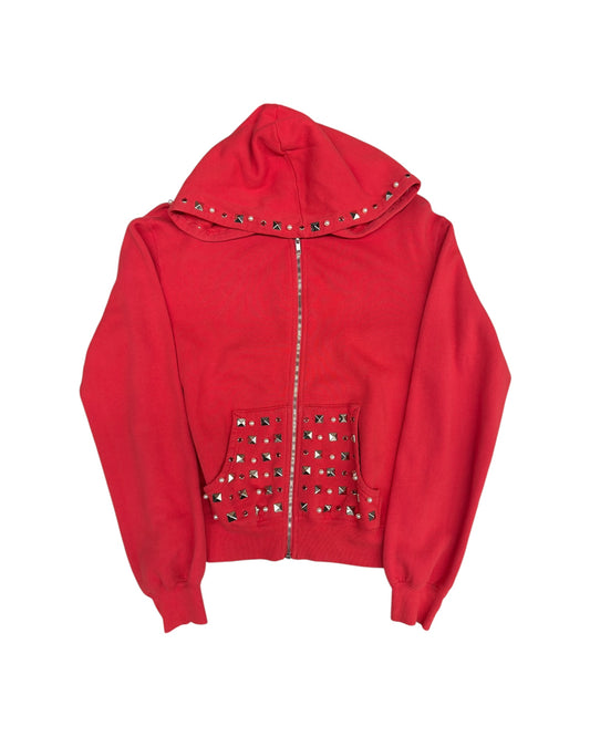 Stud,Pearl,Stone Zip Up Hoodie