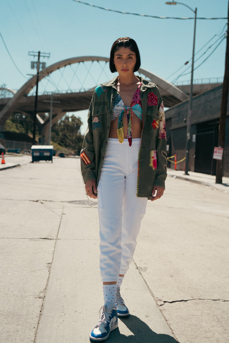 Patchwork Bandana Tie Front Top