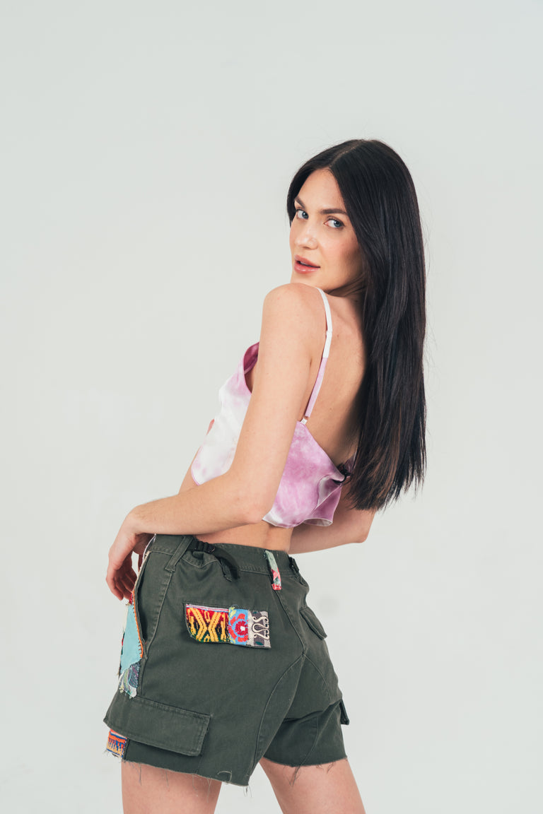 Olive Totally Patched Up Shorts