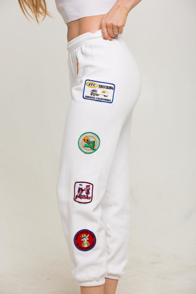White Side Patched Up Sweatpants