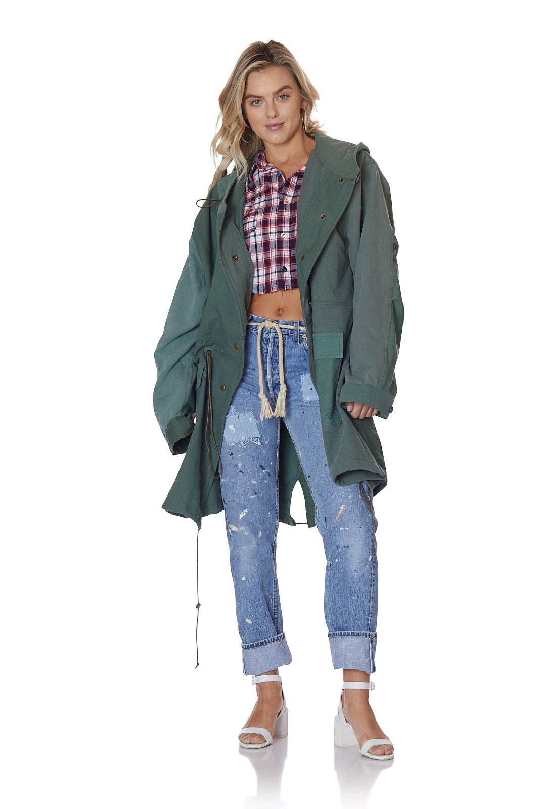 Reconstructed Military Fatigue Hooded Parka