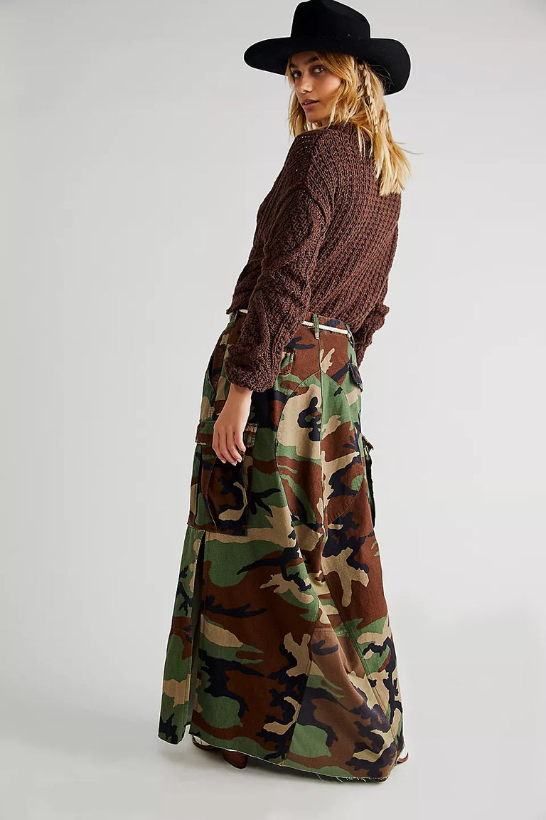 Maxi Slit Camo Skirt
