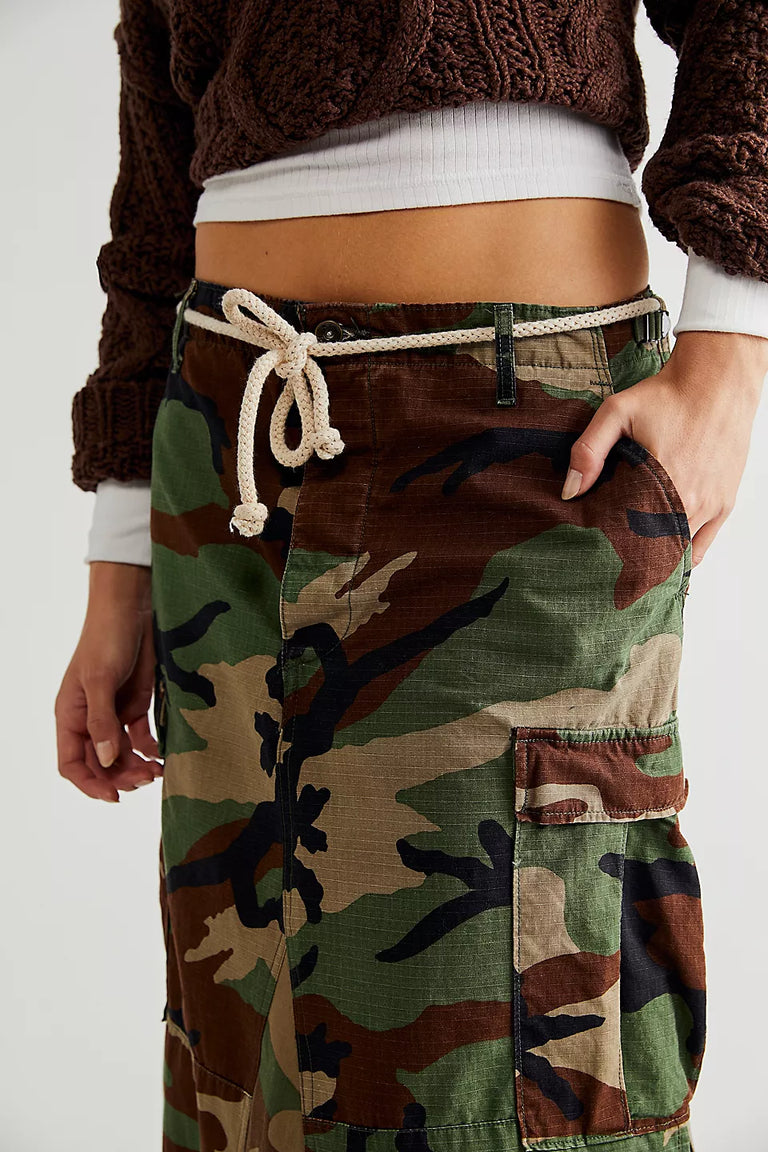Maxi Slit Camo Skirt